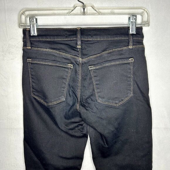 J Brand Mid-Rise Straight Crop Dark Wash Black Distressed Jeans Size 24 (24x25) - Picture 6 of 7